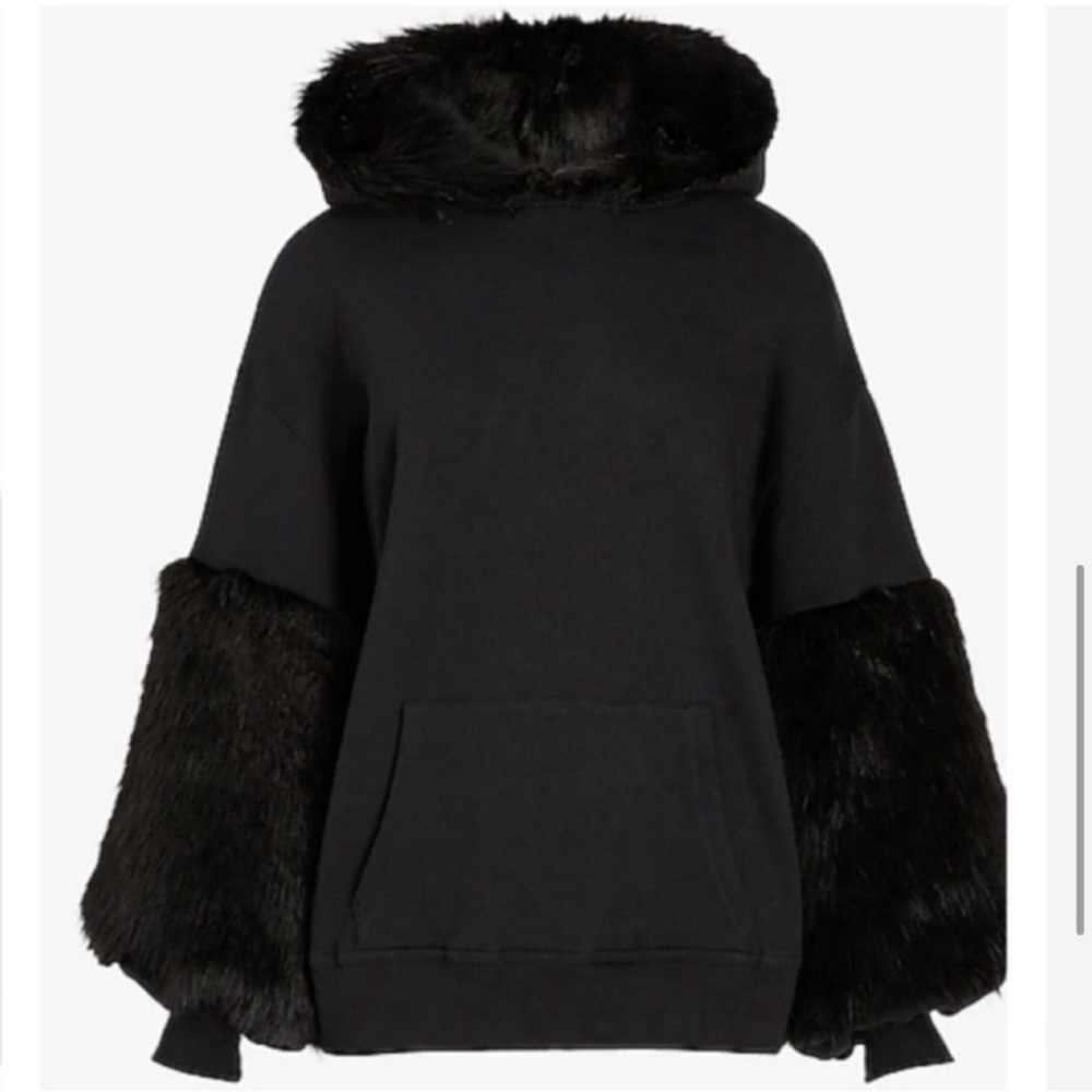 Express Black Sweater with Faux Fur Trim